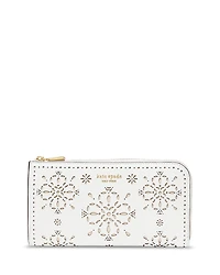 kate spade new york Devin Spade Flower Perforated Leather Zip Around Continental Wallet