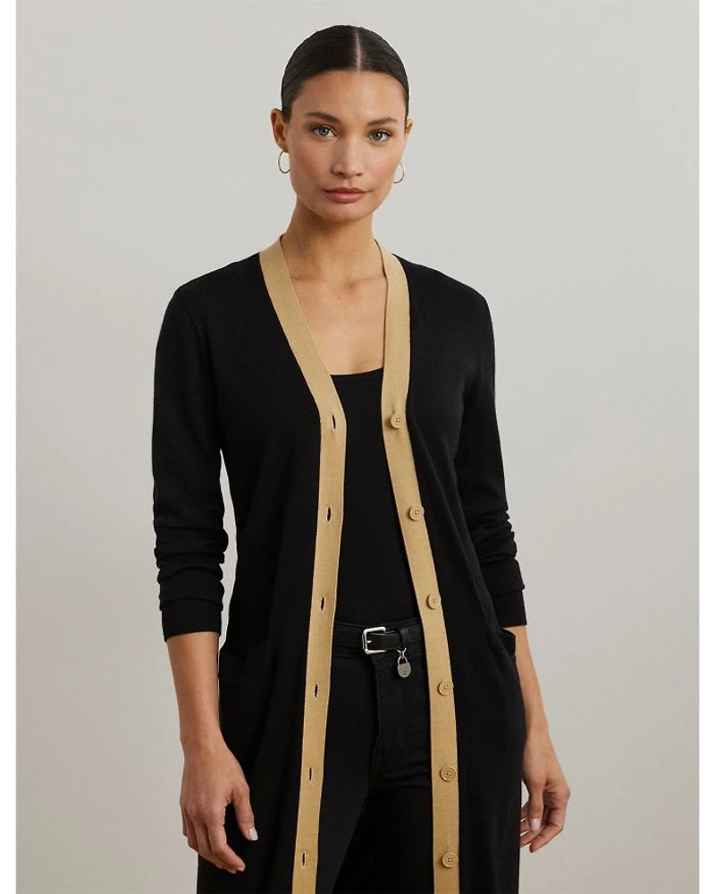 Two Tone Cotton Blend Cardigan