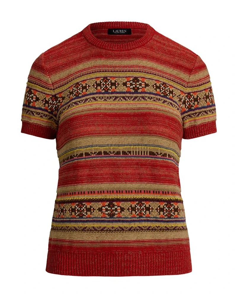 Geo Striped Short Sleeve Sweater