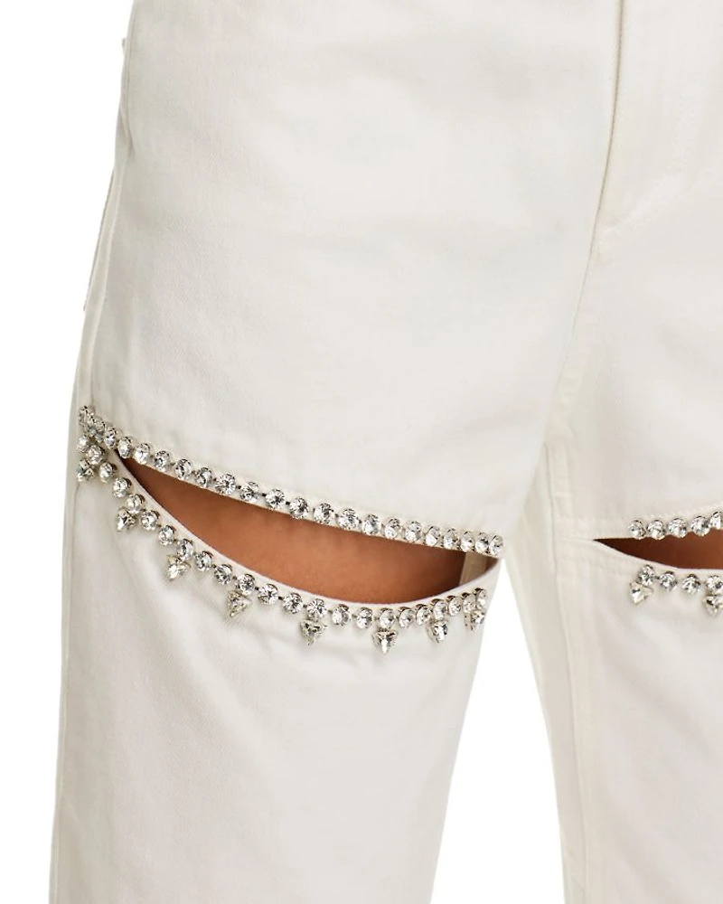 Crystal Slit Jeans White