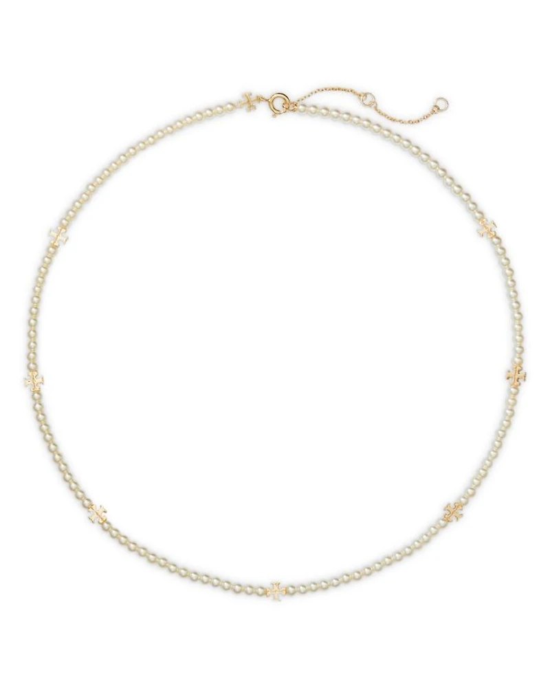 Kira Double T & Imitation Pearl Collar Necklace, 16"-18"