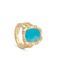 Pavé & Turquoise Bamboo Cocktail Ring