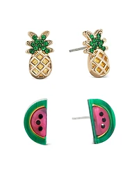Baublebar Pick Of The Tropics Pave Pineapple & Watermelon Slice Stud Earrings, Set of 2