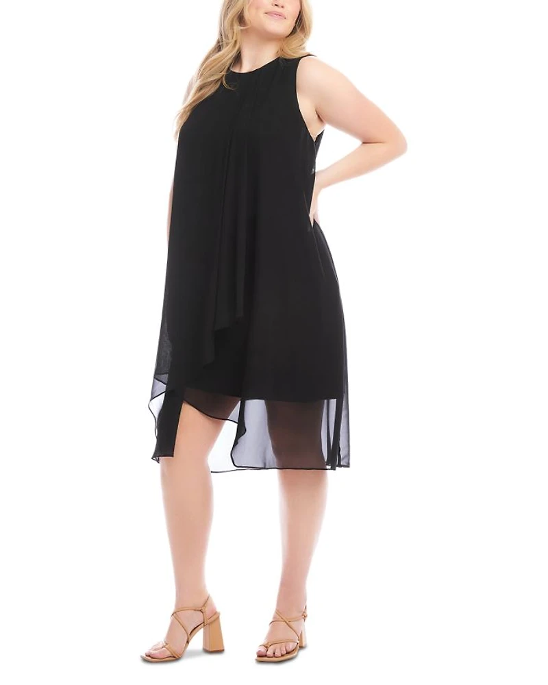 Plus Sleeveless Draped Crossover Dress