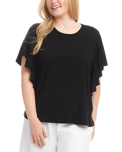 Plus Flutter Sleeve Crewneck Top