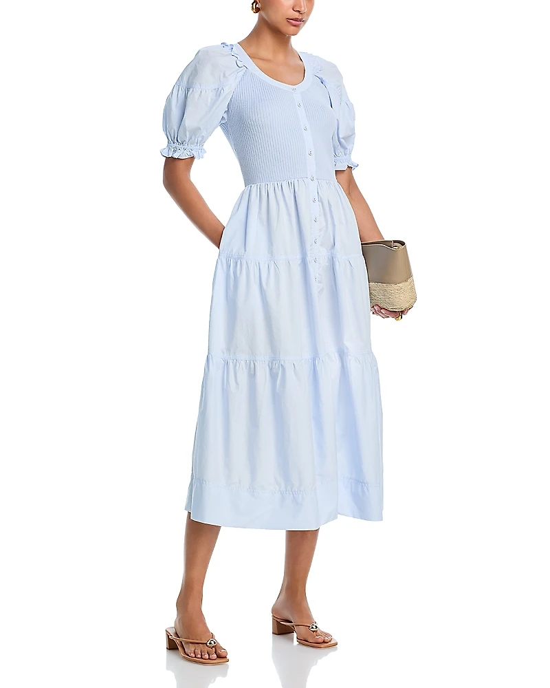 Aqua Poplin Jersey Midi Dress - Exclusive