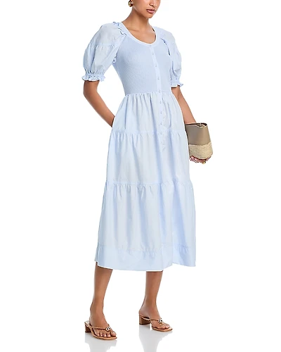 Aqua Poplin Jersey Midi Dress - Exclusive