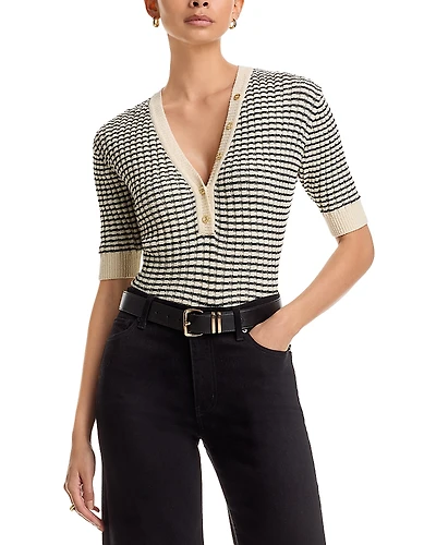 Frame The Stripe V Neck Sweater