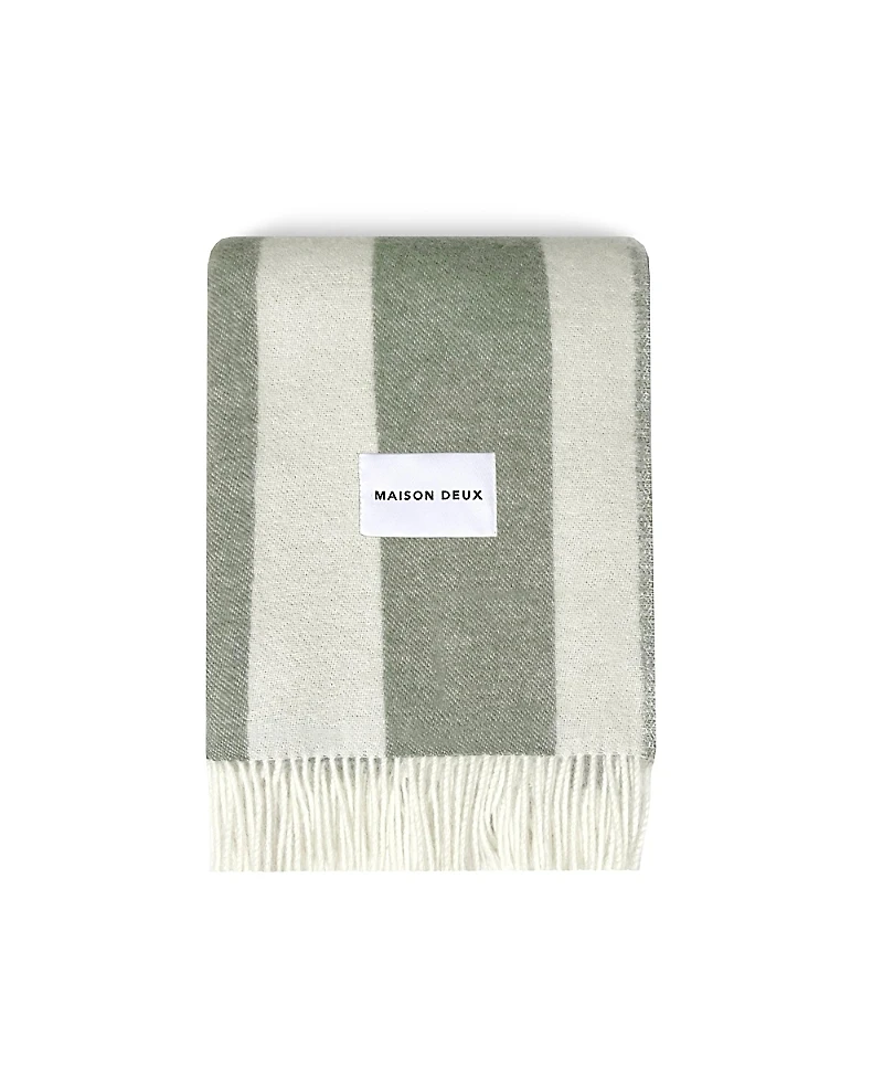 Maison Deux Rough Stripe Agave Blanket, 51 L x 78 W