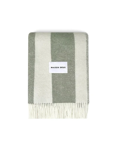 Maison Deux Rough Stripe Agave Blanket, 51 L x 78 W
