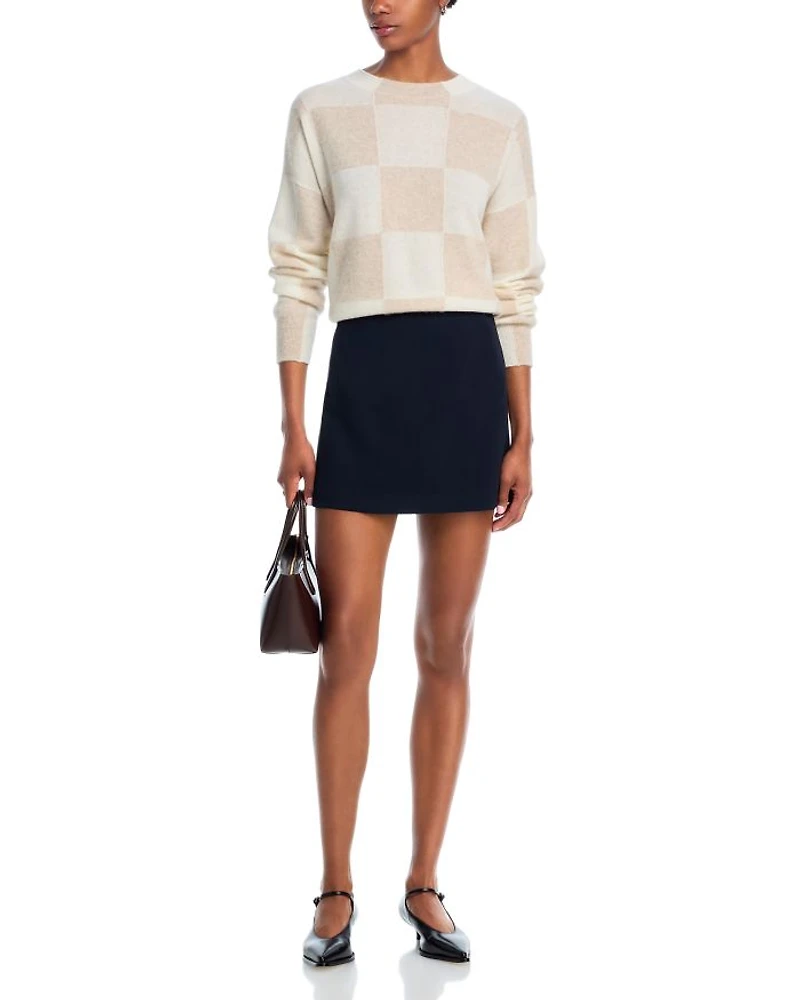 Check Pattern Brushed Cashmere Sweater - Exclusive
