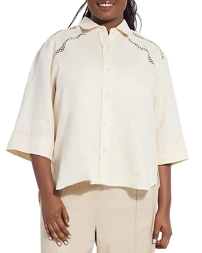 Lysse Plus Roxanna Linen Embroidered Shirt