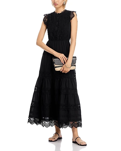 Aqua Cotton Lace Maxi Dress - Exclusive