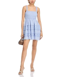 Aqua Shadow Stripe Gathered Mini Dress - Exclusive