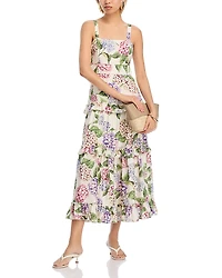 Aqua Hydrangea Tiered Midi Dress - Exclusive