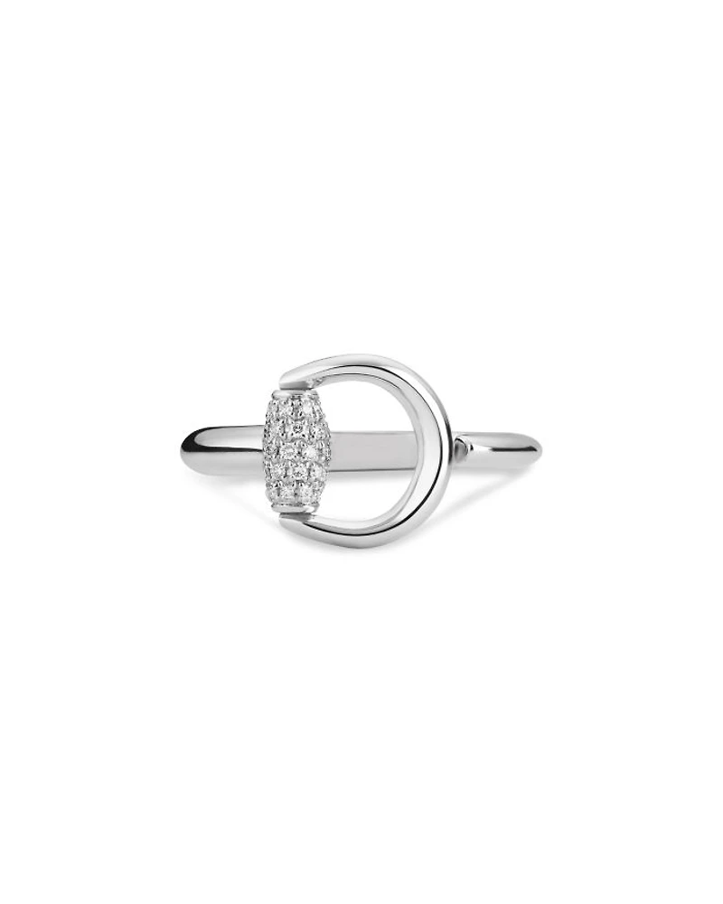 18K White Gold Horsebit Diamond Pavé Ring