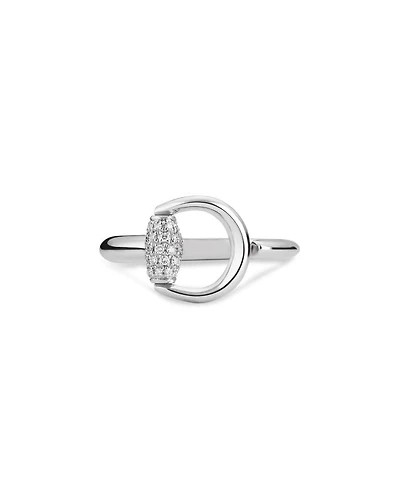 18K White Gold Horsebit Diamond Pavé Ring