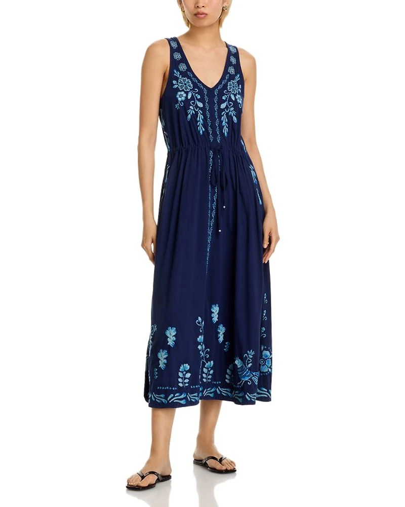 V Neck Drawstring Dress