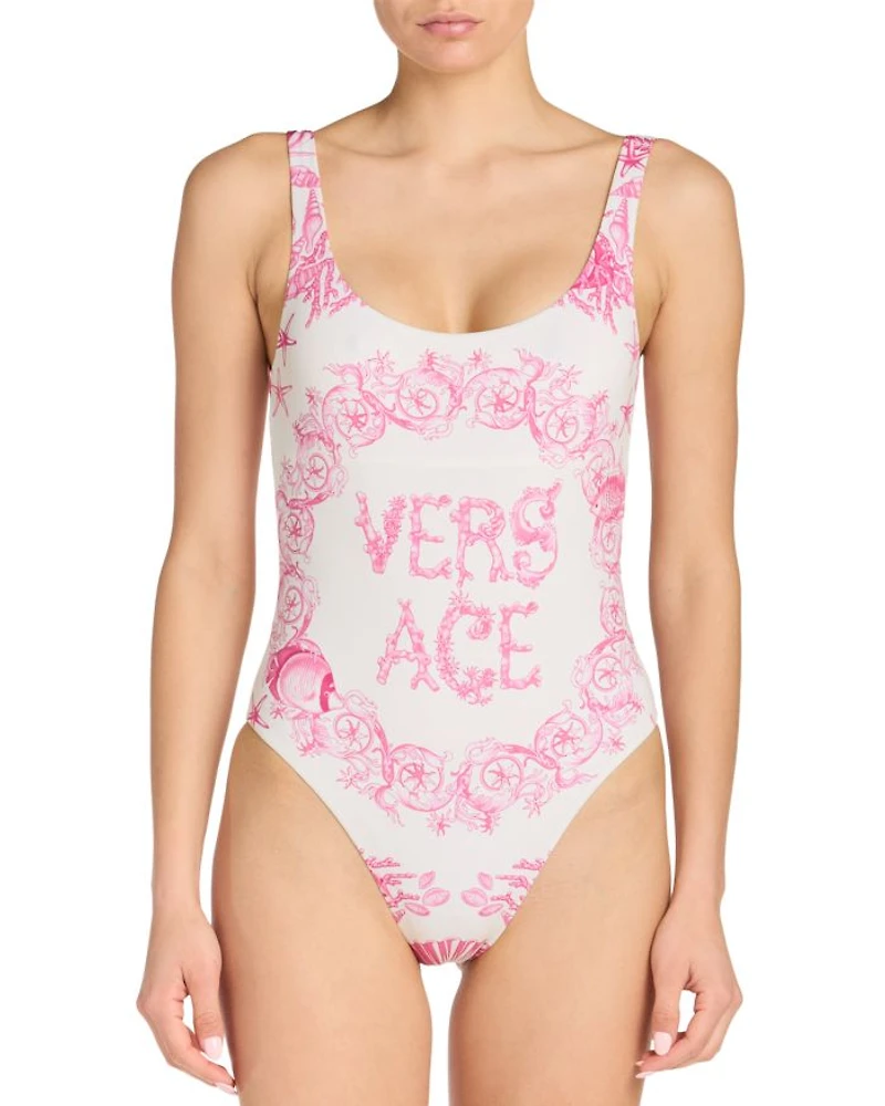 Barocco Logo Tank One Piece Swimsuit