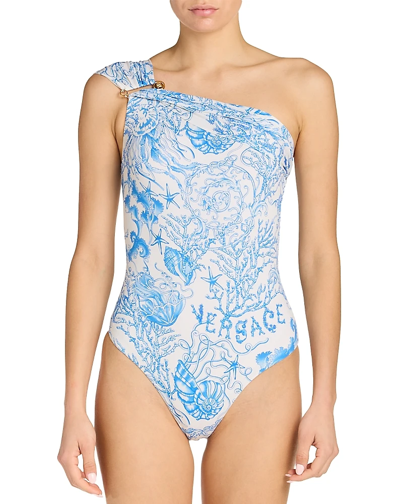 Versace Barocco Safety Pin One Piece Swimsuit