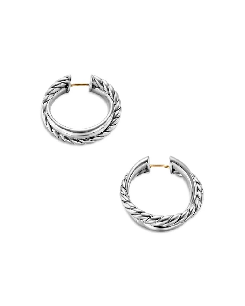 Crossover Hoop Earrings in Sterling Silver