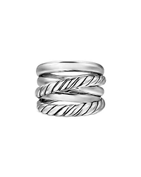 Crossover Five Row Ring Sterling Silver, 17.5mm