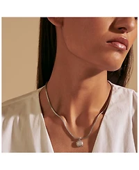 Sterling Silver Diamond Pavé Carved Chain Necklace, 16-18"
