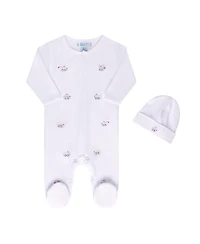 Feltman Brothers Boys' Vehicle Embroidered Cotton Romper with Hat - Baby