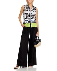 Sleeveless Button Down Cotton Blouse