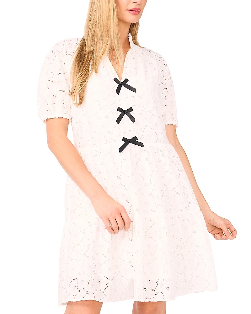 CeCe Bow Trim Lace Dress
