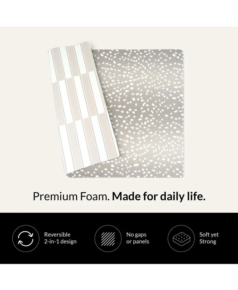 Reversible Baby Playmat - Antelope + Stripe Design – Soft, Non-Toxic Foam – Waterproof, Easy to Clean