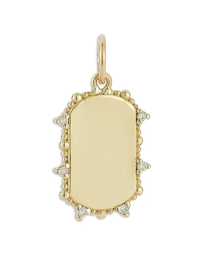 Bloomingdale's Fine Collection 14K Yellow Gold Tag Charm Pendant with Diamonds, 0.04 tcw
