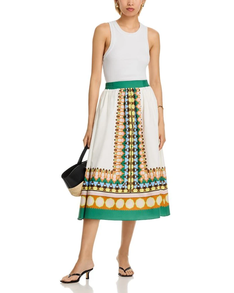 Pull On Button Front Skirt