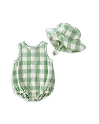 Pehr Boys' Checkmate Bubble Romper & Hat Set