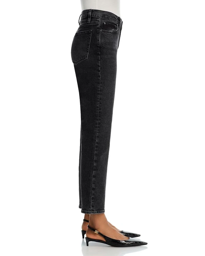 The Borrowed High Rise Ankle Slim Straight Jeans Deco