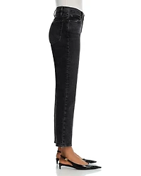 The Borrowed High Rise Ankle Slim Straight Jeans Deco