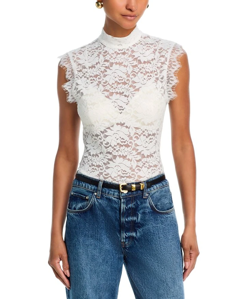 Mock Neck Lace Tank Top