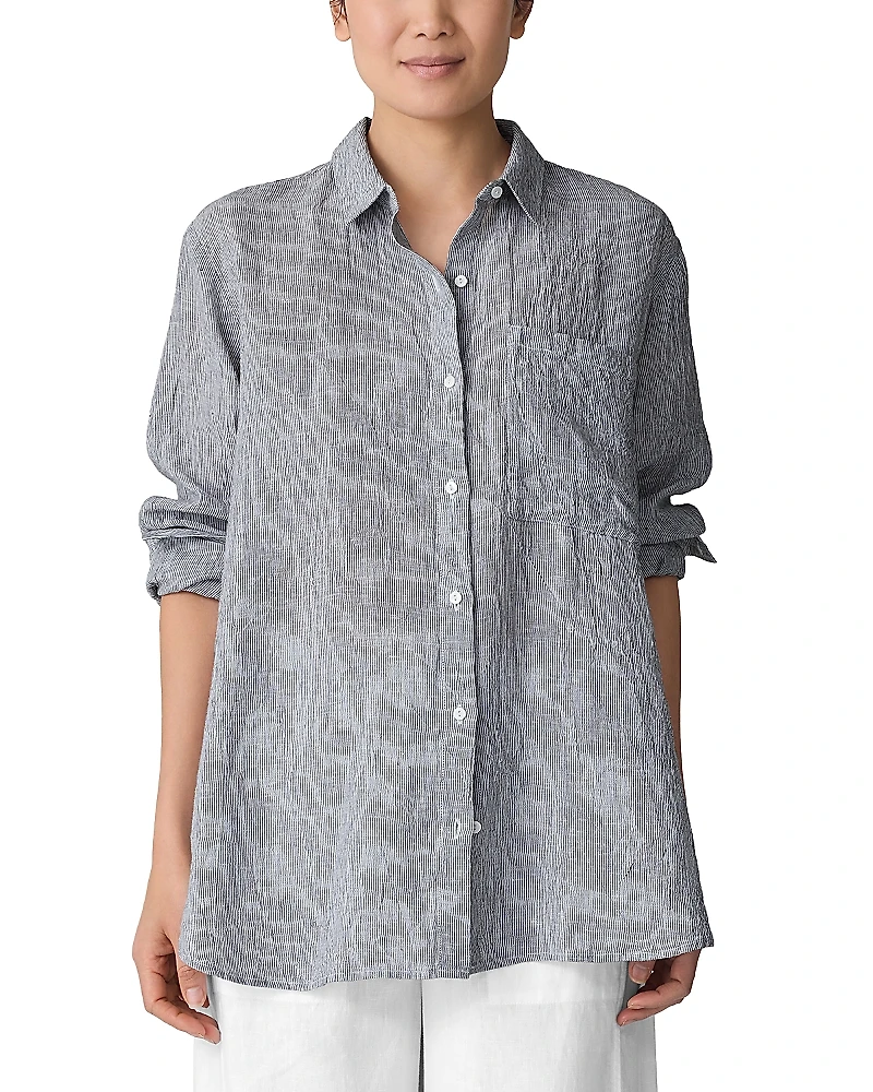 Eileen Fisher Linen Classic Collar Long Shirt