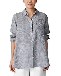 Eileen Fisher Linen Classic Collar Long Shirt