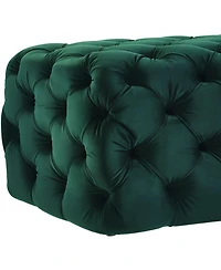 Kaylee Velvet Ottoman in Green