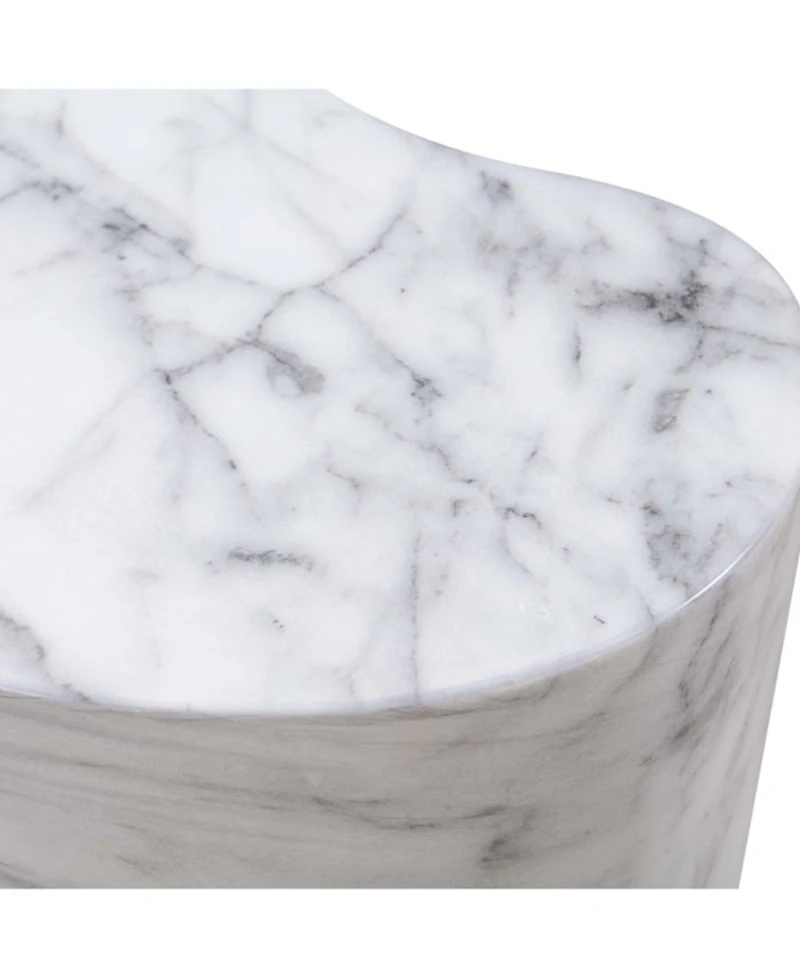 Slab Marble Tall Side Table in White Marble