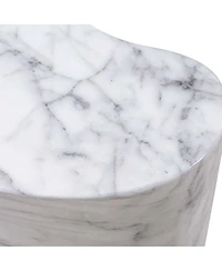 Slab Marble Tall Side Table in White Marble
