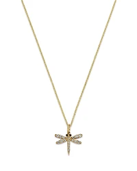 Sydney Evan 14K Yellow Gold Black & White Diamond Dragonfly Pendant Necklace, 18