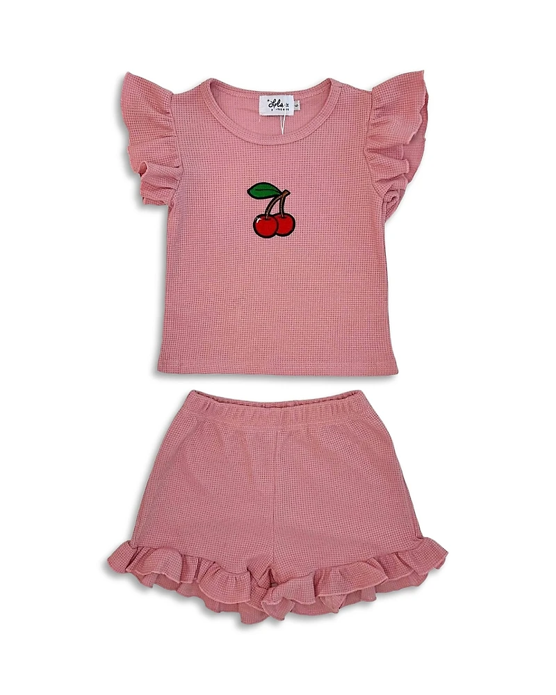 Lola + The Boys Girls' Ruffle Cherry Top & Shorts - Little Kid, Big Kid