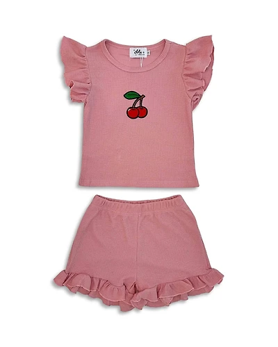 Lola + The Boys Girls' Ruffle Cherry Top & Shorts - Little Kid, Big Kid