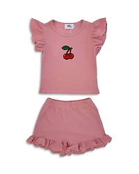 Lola + The Boys Girls' Ruffle Cherry Top & Shorts - Little Kid, Big Kid