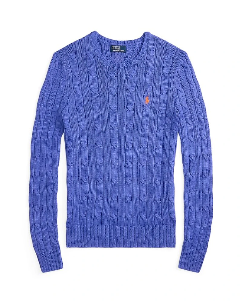 Cable Knit Cotton Crewneck Sweater