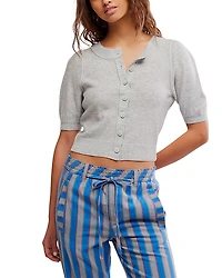 Free People Isla Wool Blend Solid Short Sleeve Cardigan