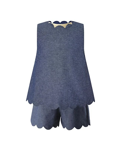 Girls' Chambray Scalloped Top and Short Set - Little Kid, Big Kid
