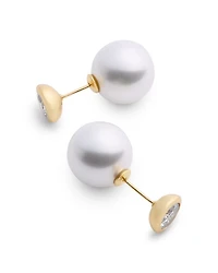 Soli Double Ball Cultured Freshwater Pearl Earrings